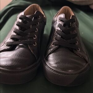 Black Leather Sneakers
